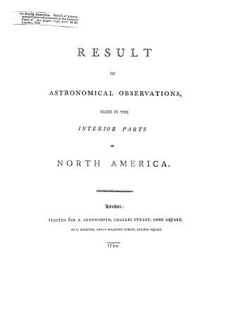 Result of astronomical observations made in the interior parts of North America