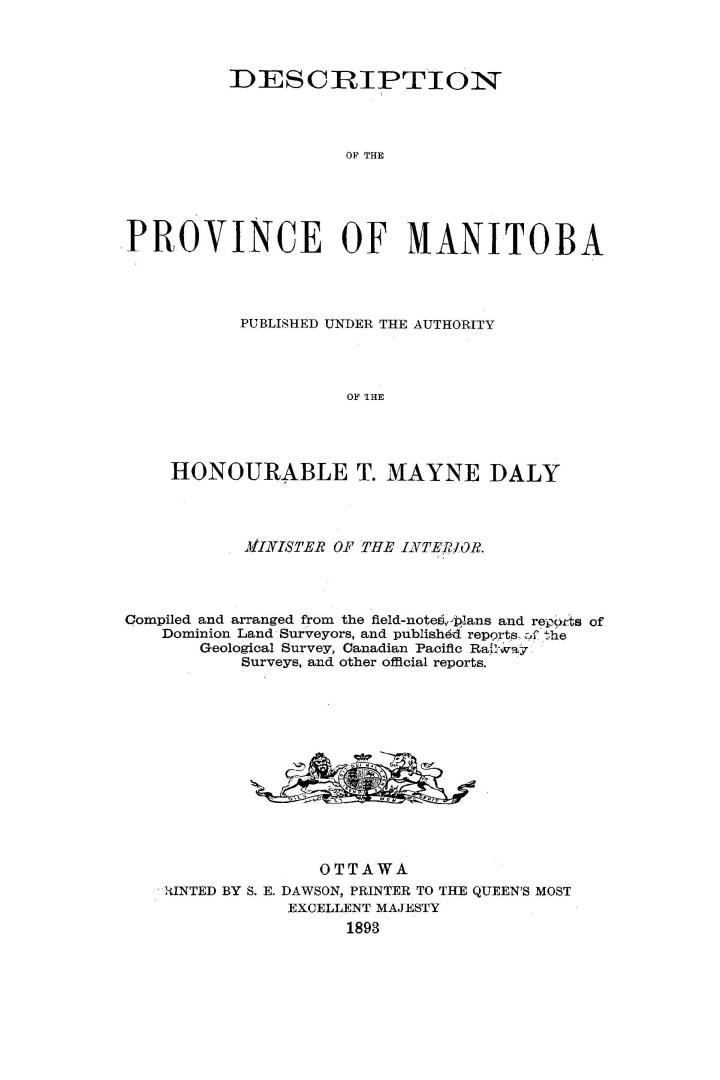 Description of the province of Manitoba