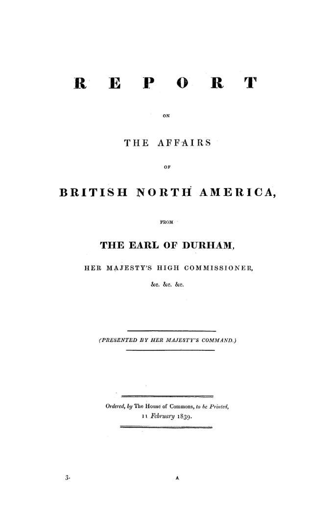 Report on the affairs of British North America from the Earl of Durham
