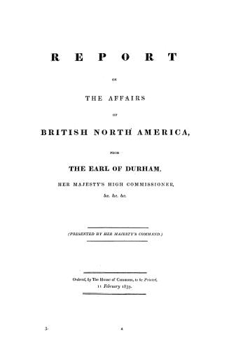 Report on the affairs of British North America from the Earl of Durham