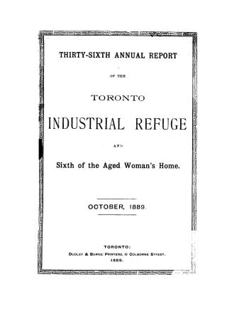 Annual report of the Toronto Industrial Refuge and Aged Woman's Home