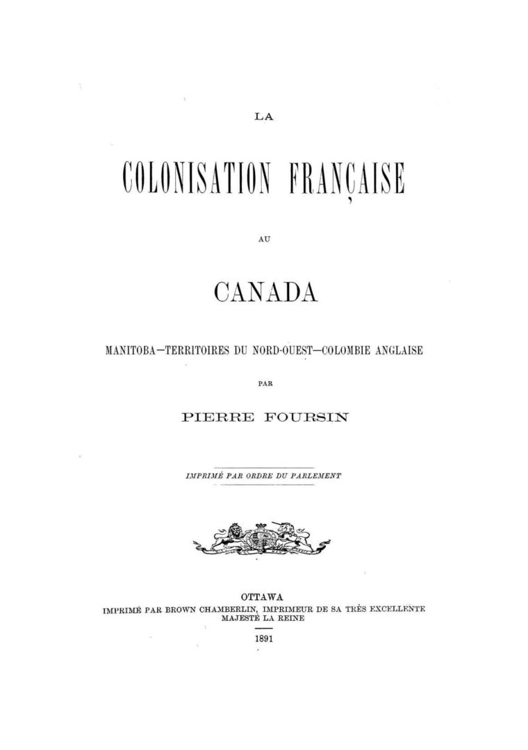 La colonisation française au Canada