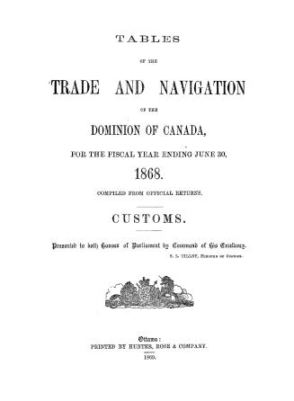 Tables of the trade and navigation of the Dominion of Canada