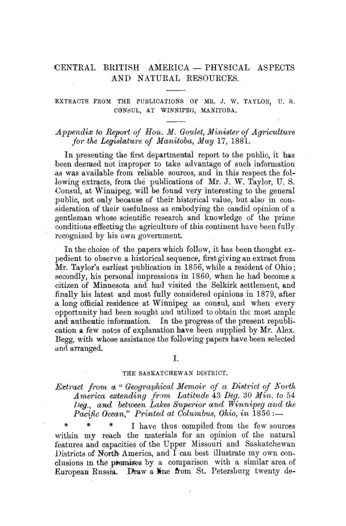 Central British America, physical aspects and natural resources,