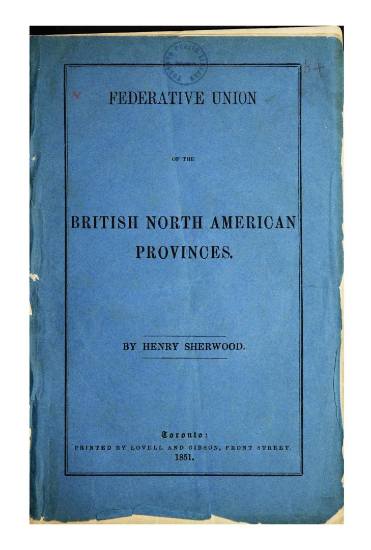 Federative union of the British North American provinces