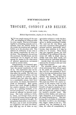 Physiology in thought, conduct and belief