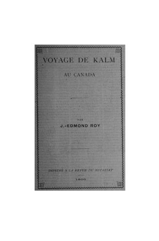 Voyage de Kalm au Canada