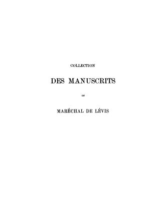 Lettres du marquis de Vaudreuil au chevalier de Lévis