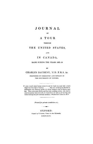 Journal of a tour through the United States and in Canada, made during the years 1837-38