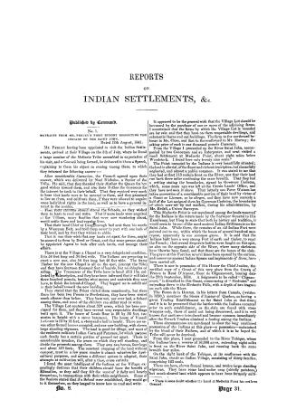 Reports on Indian settlements, &c.