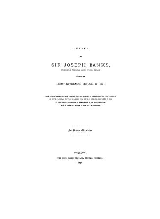 Letter to Sir Joseph Banks...