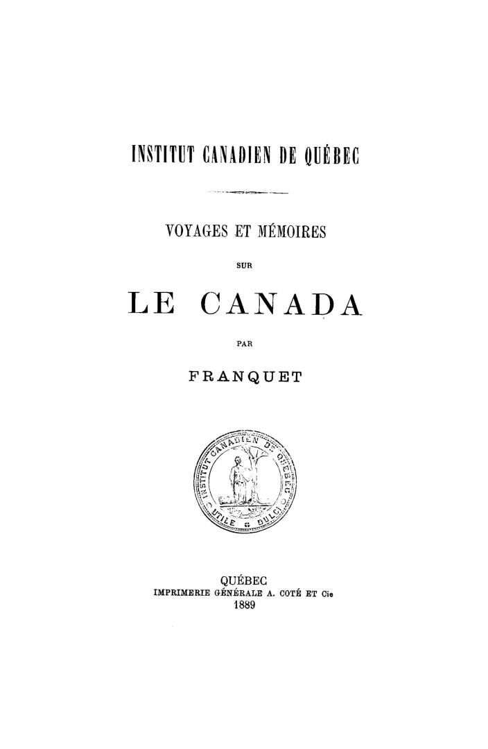 Voyages et mémoires sur le Canada