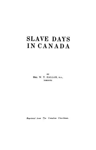 Slave days in Canada