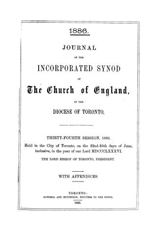 Journal of the incorporated Synod of the Church of England in the Diocese of Toronto