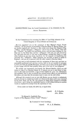 Arctic expedition. Instructions from the Lords Commissioners of the Admiralty for the arctic expedition