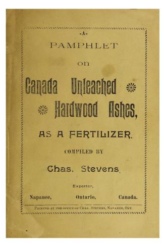 A pamphlet on Canada unleached hardwood ashes as a fertilizer