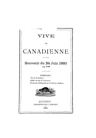 Vive la Canadienne : Souvenir du 24 juin 1880