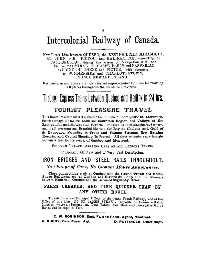 The Windsor Hotel guide to the city of Montreal, and for the Dominion of Canada, 1883