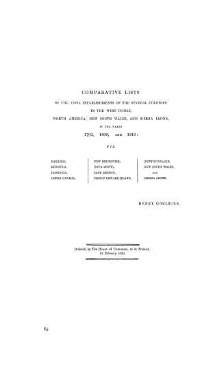 Comparative lists of the civil establishments of the several colonies in the West Indies, North America, New South Wales, and Sierra Leone, in the yea(...)