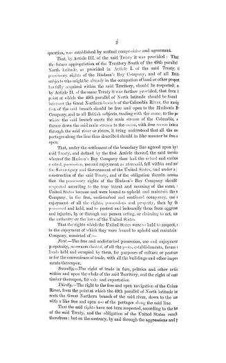 Memorial and statement of the claims of the Hudson's Bay company upon the United States