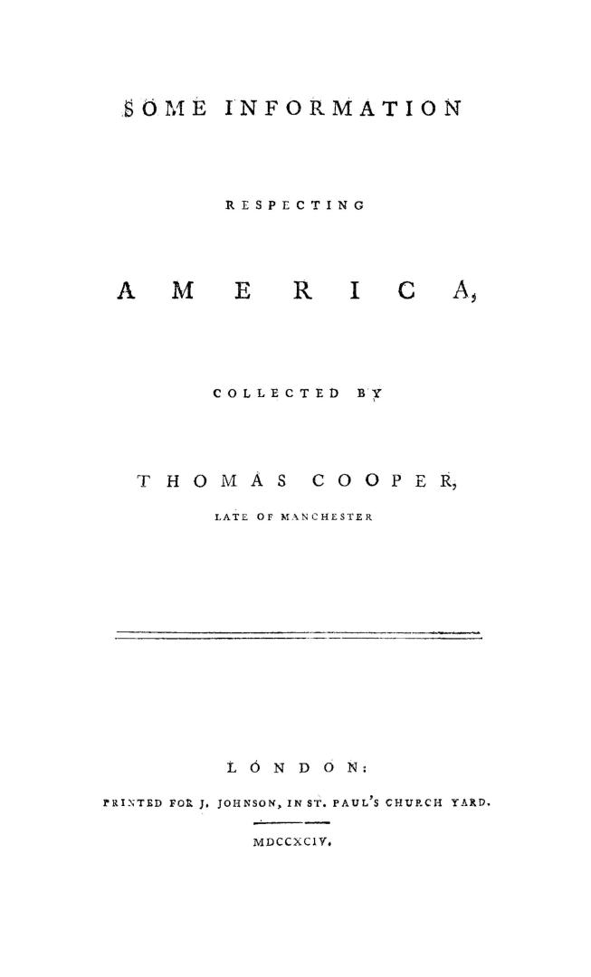 Some information respecting America