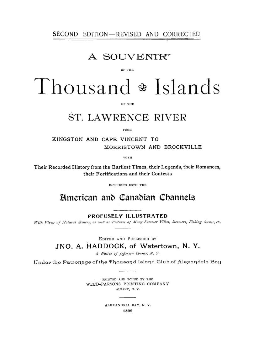 A souvenir of the Thousand Islands of the St