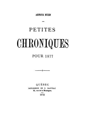 Petites chroniques pour 1877