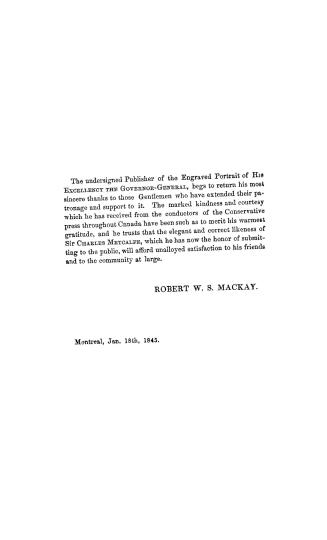 List of subscribers to the engraved portrait of His Excellency Sir Charles T