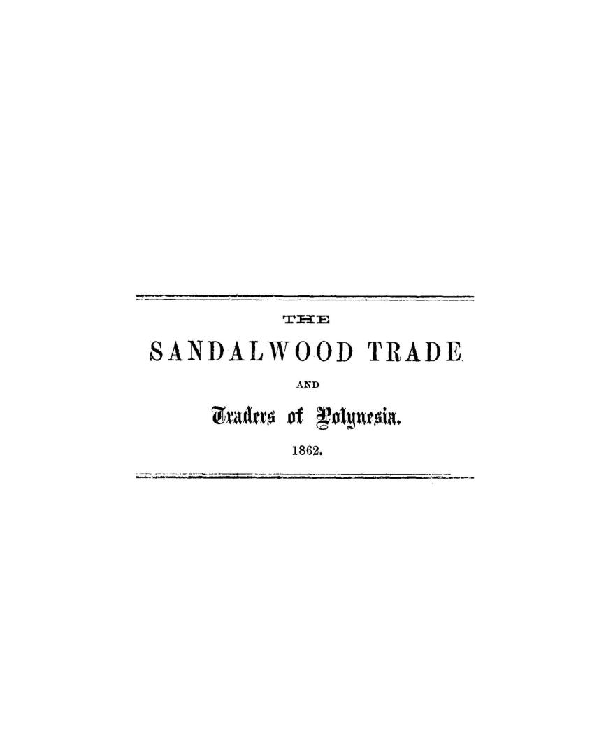 The sandalwood trade and traders of Polynesia