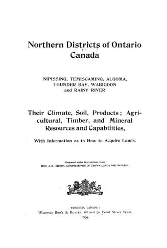 Northern districts of Ontario, Canada, Nipissing, Temiscaming, Algoma, Thunder Bay, Wabigoon and Rainy River