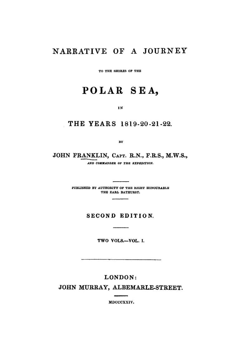 Narrative of a journey to the shores of the polar sea in the years 1819-20-21-22 (v