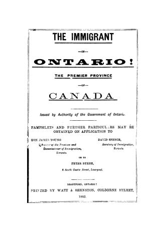 The immigrant in Ontario! The premier province of Canada