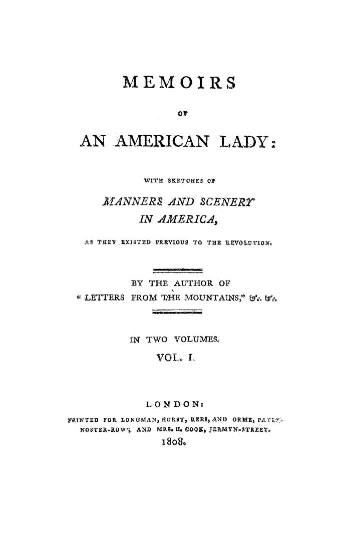 Memoirs of an American lady