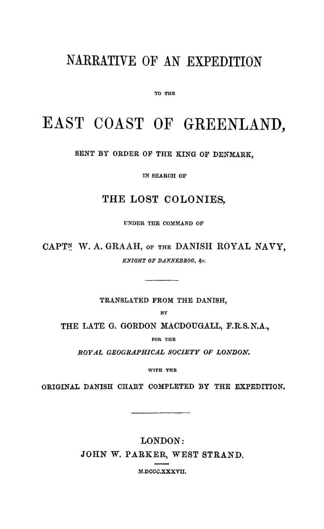 Narrative of an expedition to the east coast of Greenland