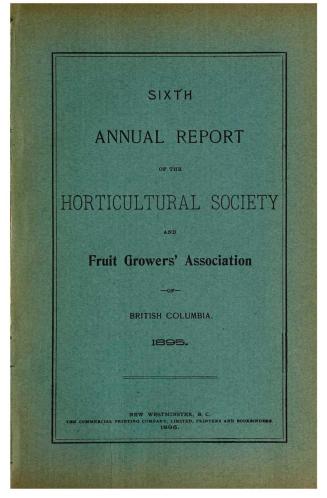 Annual report of the Horticultural Society and Fruit Growers' Association of British Columbia