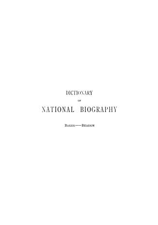 Dictionary of national biography (volume 3: Baker - Beadon)