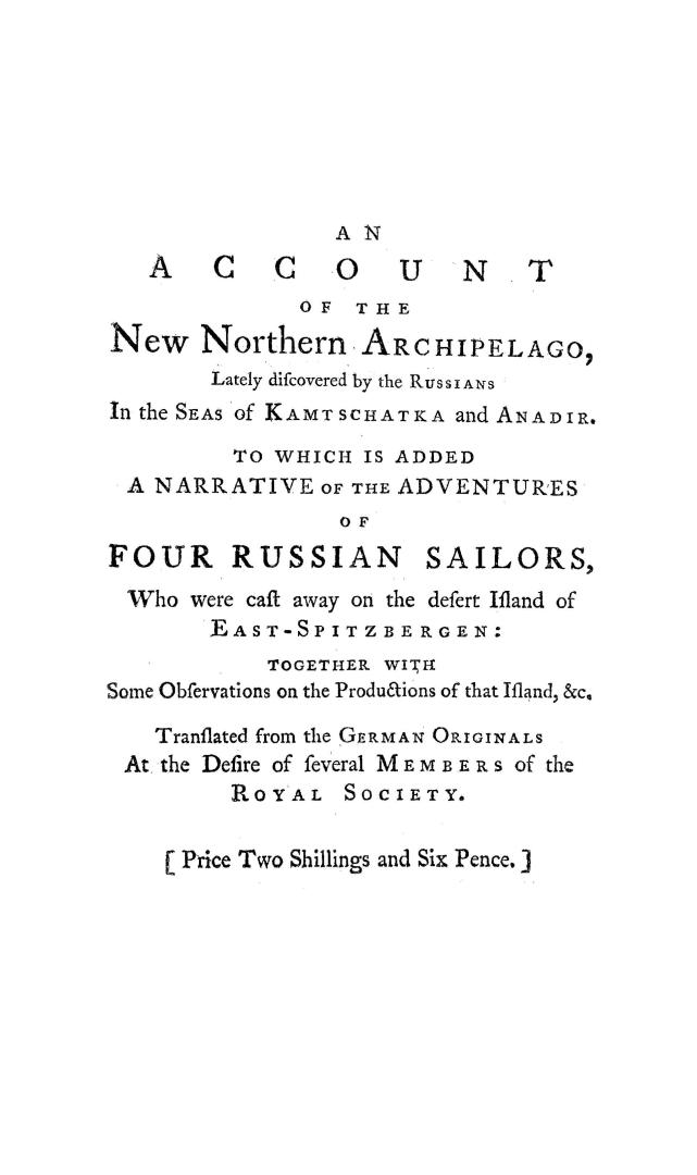 An account of the new northern archipelago,