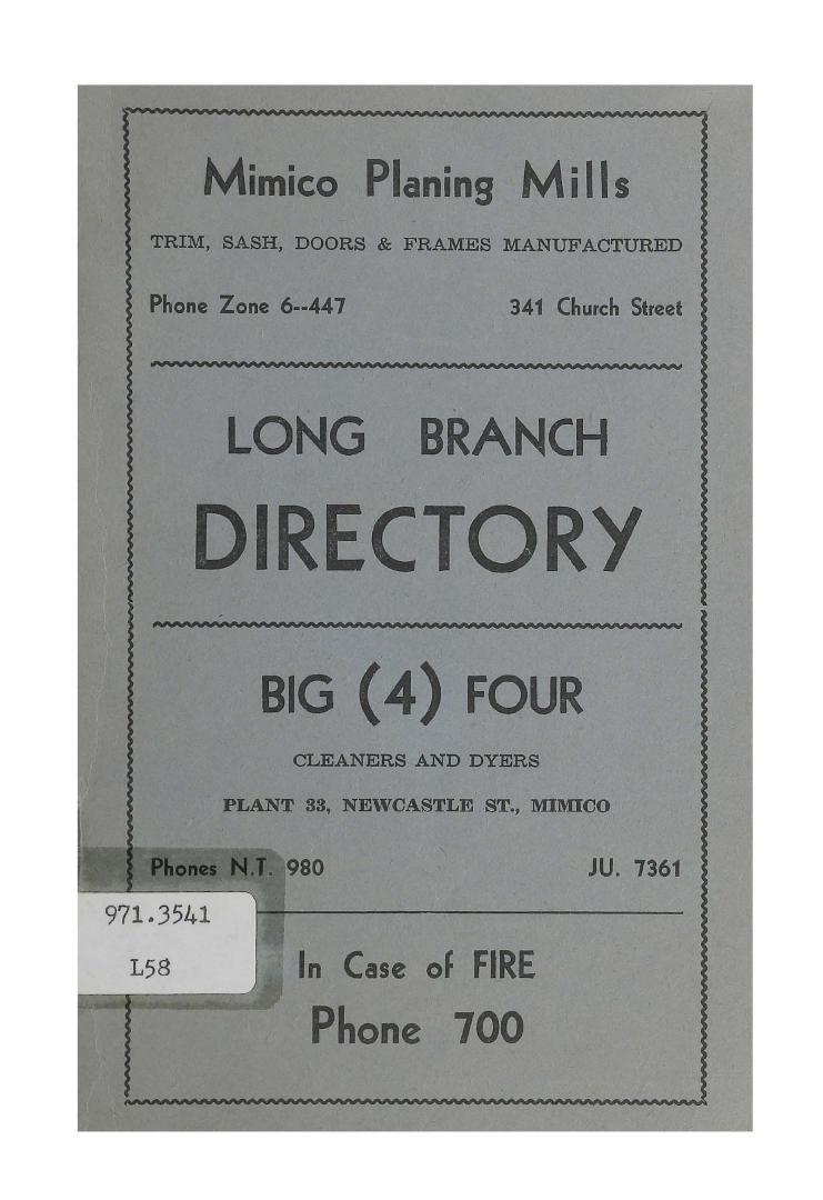 Long Branch directory 1927