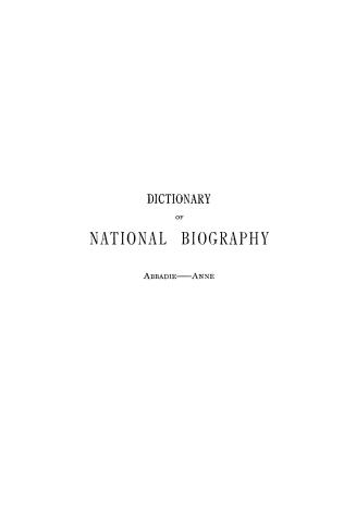 Dictionary of national biography (volume1: Abbadie - Anne)