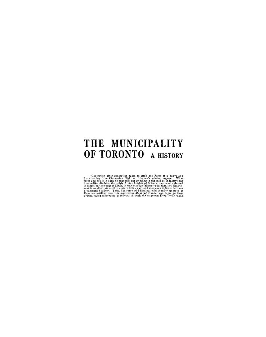 The municipality of Toronto, a history (Volume III)