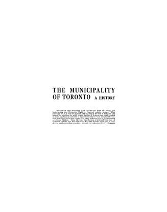 The municipality of Toronto, a history (Volume III)