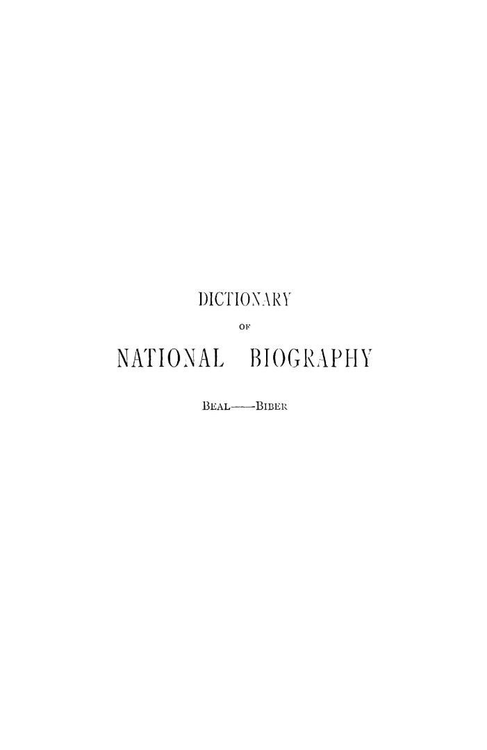 Dictionary of national biography (volume 4: Beal - Biber)