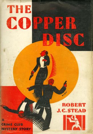 Book cover: Checkered design with three men in suits. Novel title and author's name is written  ...