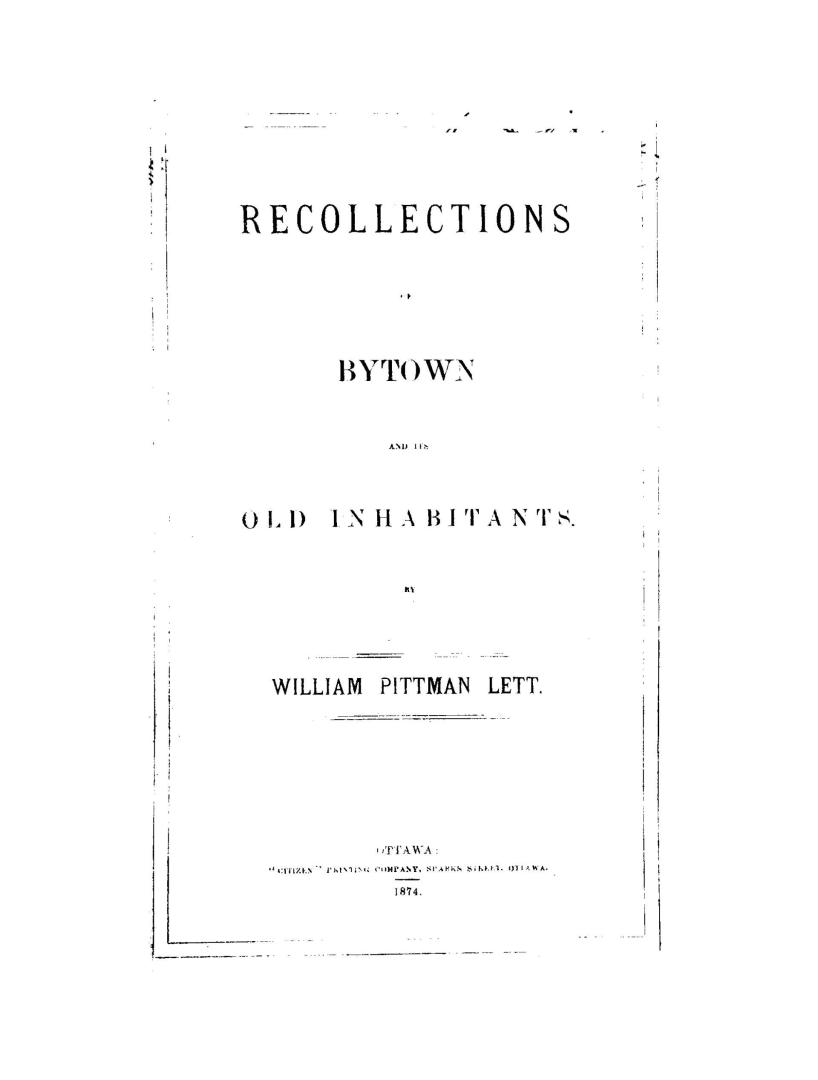 Recollections of Bytown and its old inhabitants