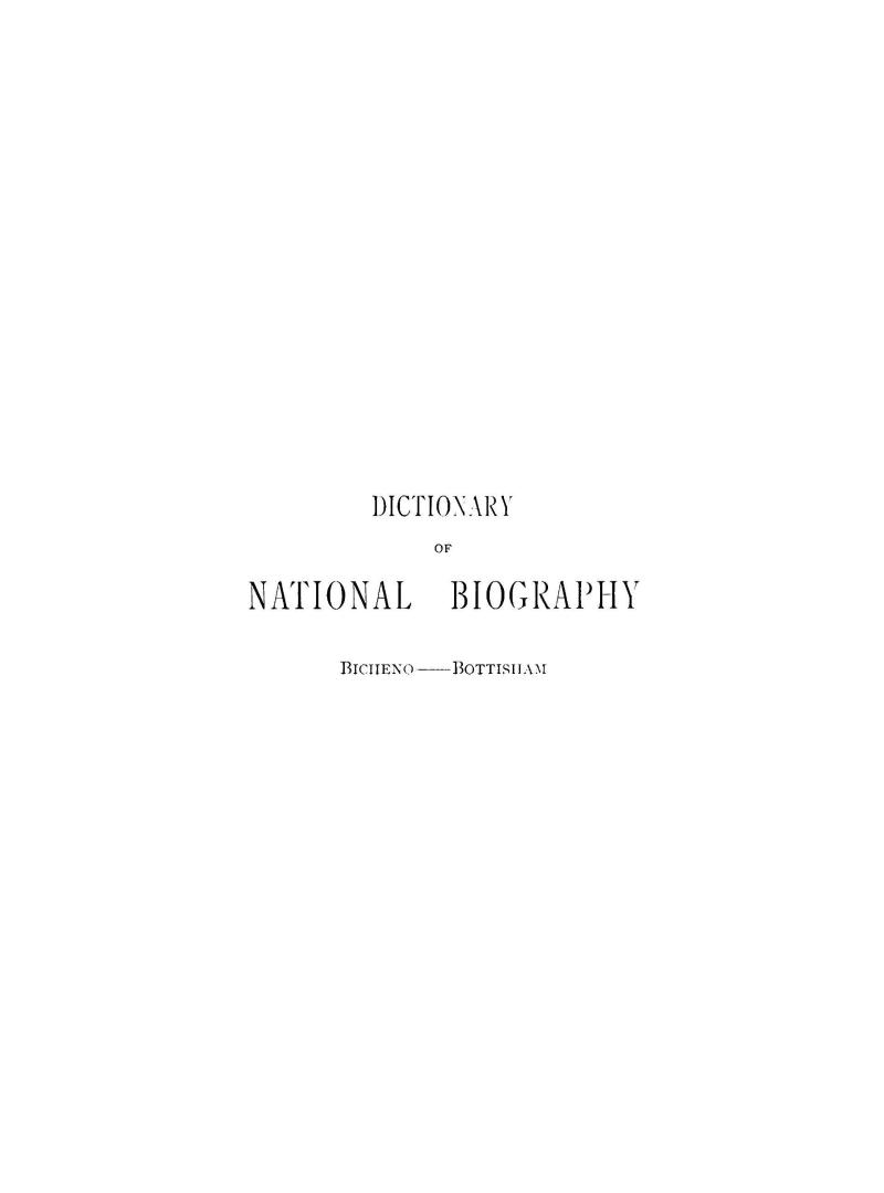 Dictionary of national biography (volume 5: Bicheno - Bottisham)