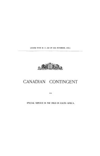 Canadian contingent for special service in the field in South Africa
