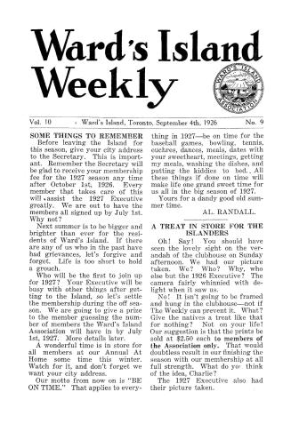 Ward's Island weekly, 1926-09-04