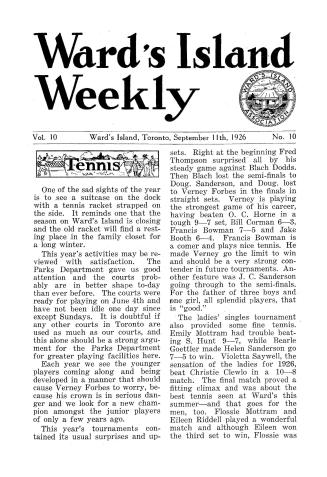 Ward's Island weekly, 1926-09-11