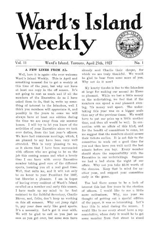 Ward's Island weekly, 1927-04-25