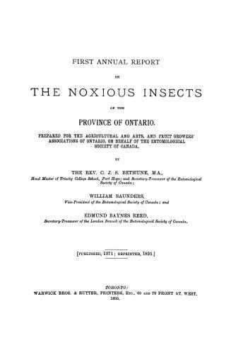 Annual report on the noxious insects of the province of Ontario